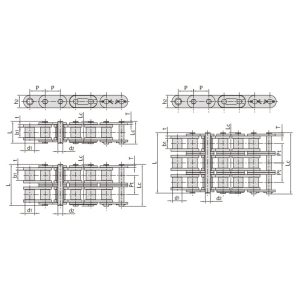 Válečkový reťaz série B s rovnými bočnými platňami