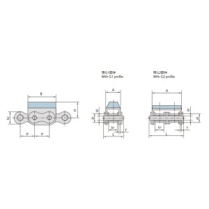 gumový reťaz s pripevnenými platňami