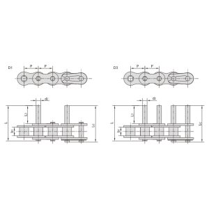 dopravný reťaz s krátkym rozstupom a predĺženým