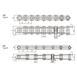 reťaz z nerezovej ocele s dutými čapmi
