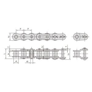 nerezový valčekový reťaz s krátkym rozstupom